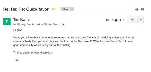Illustration for article titled Major Bombshell: WikiLeaks Has Revealed That Tim Kaine Used Campaign Resources To Put Together A ‘Survivor’ Audition Tape
